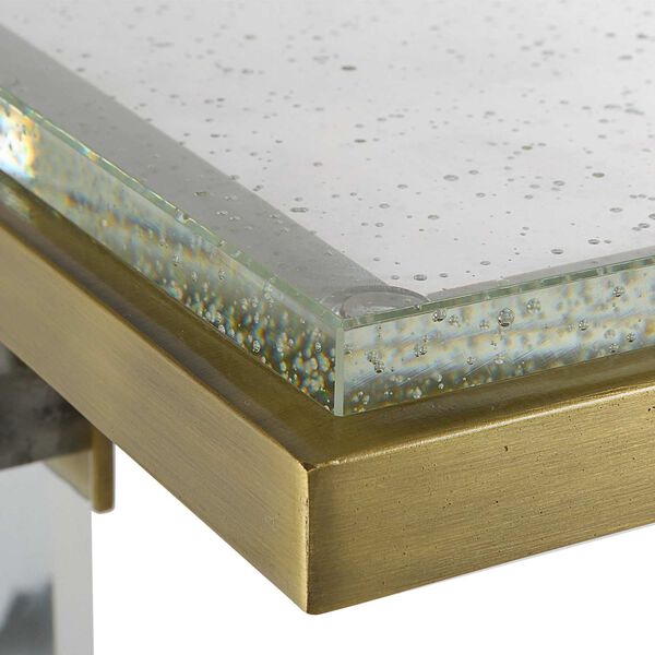 Muse Brushed Brass Seeded Glass Accent Table, image 6