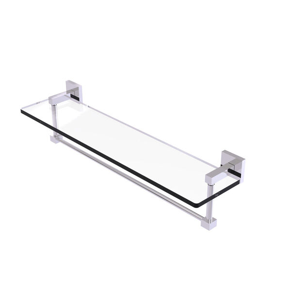 Montero Polished Chrome 22-Inch Glass Vanity Shelf with Integrated Towel Bar, image 1