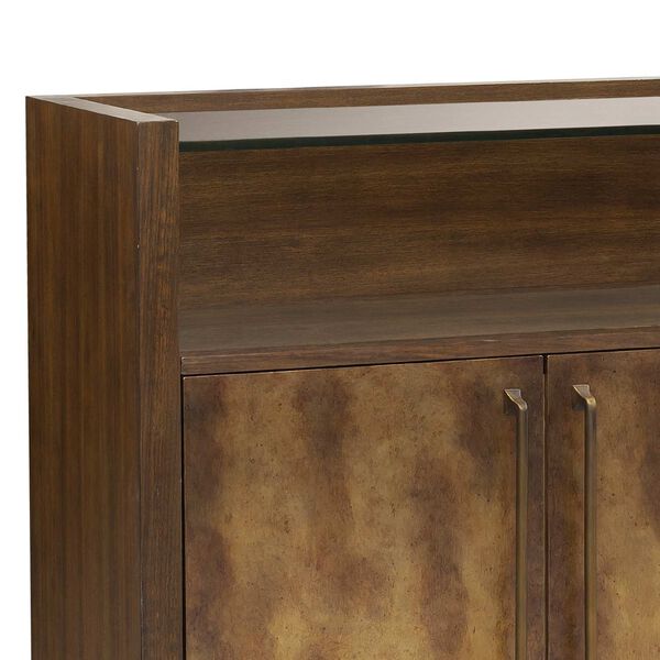 Pulaski Brown Three Door Bar Cabinet with Glass Shelves, image 4