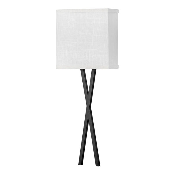 Axis Black One-Light LED Wall Sconce with Off White Linen Shade, image 1