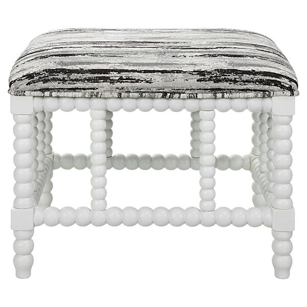 Seminoe White, Black and Gray Upholstered Small Bench, image 1