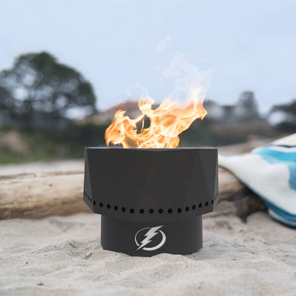 NHL Tampa Bay Lightning Ridge Portable Steel Smokeless Fire Pit with Carrying Bag, image 2