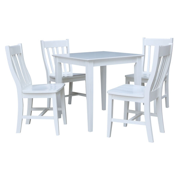 White 30-Inch Dining Table with Four Chair, Set of Five, image 2