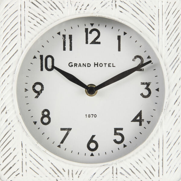 Karl Rustic White Rounded Square Table Clock, image 6