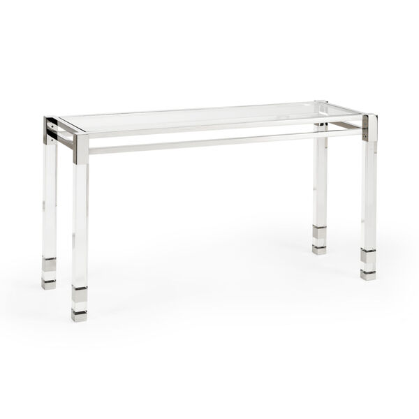 Vancouver Clear and Nickel Console Table, image 1