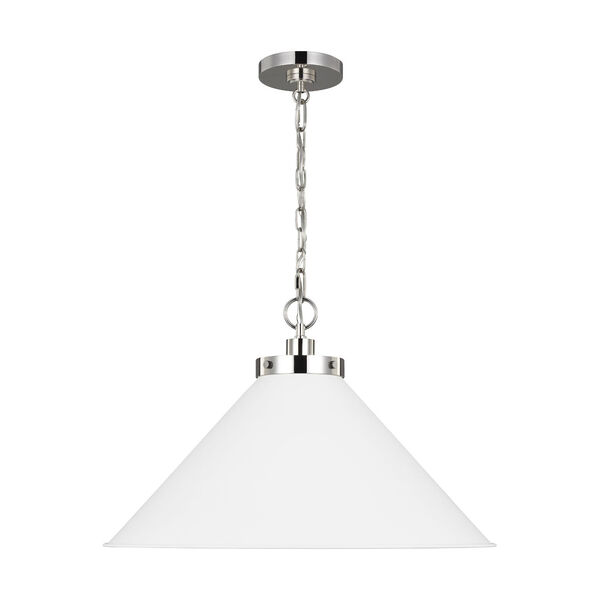 Wellfleet Matte White and Silver 24-Inch One-Light Pendant, image 1