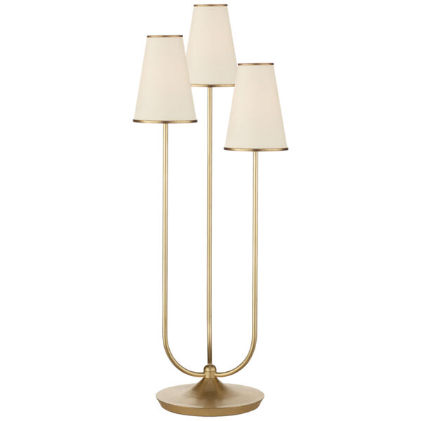 Montreuil Triple Table Lamp in Gild with Linen Shades by AERIN, image 1