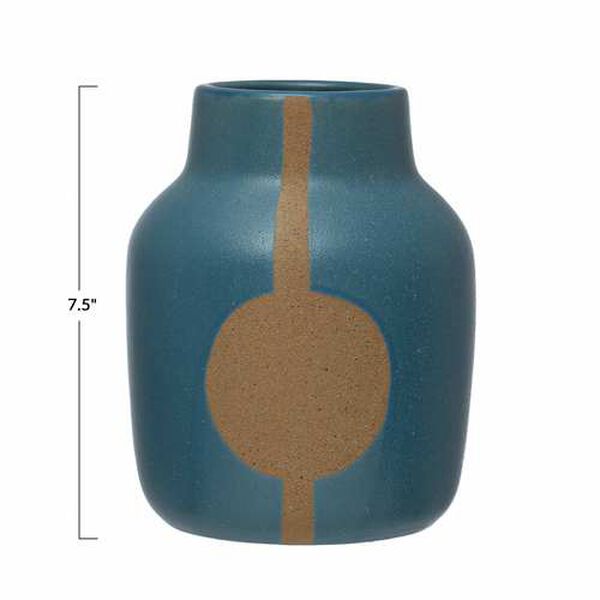 Blue Abstract Design Stoneware Vase, image 4