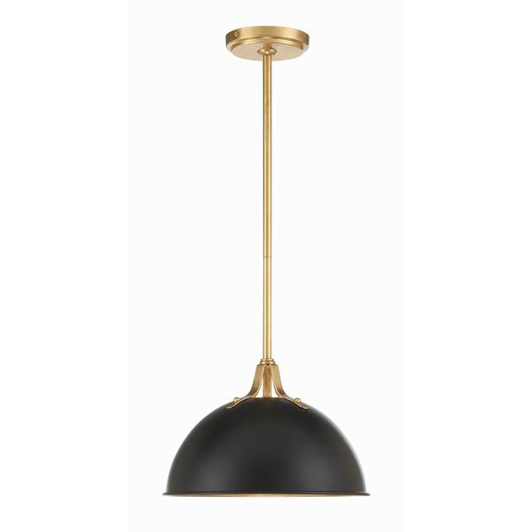 Soto Matte Black and Antique Gold 12-Inch One-Light Pendant, image 1