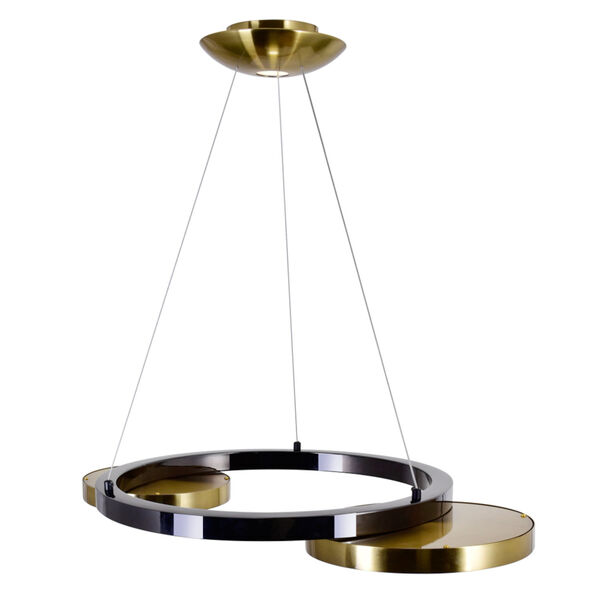 Deux Lunes Brass Pearl Black 20-Inch LED Chandelier, image 3