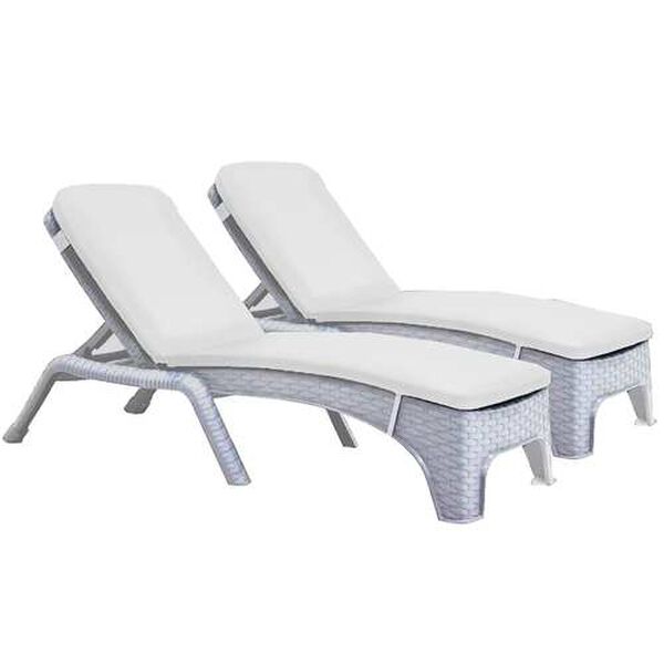 Roma White Cream Outdoor Chaise Lounger with Cushion, Set of Two, image 1