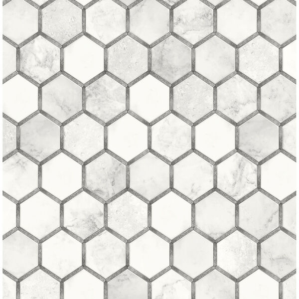NextWall Gray Inlay Hexagon Peel and Stick Wallpaper, image 2