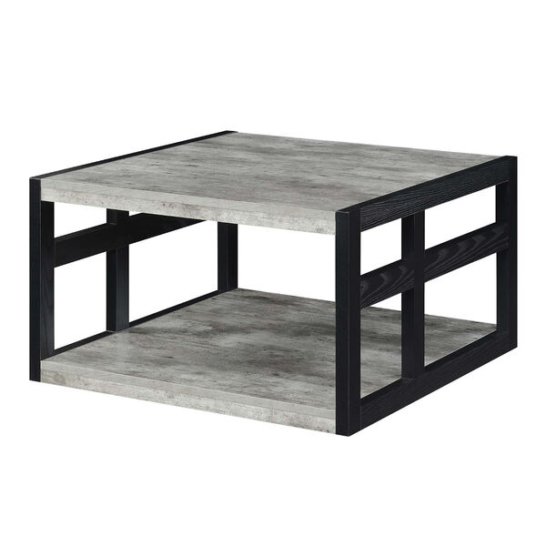 Monterey Faux Birch and Black Square Coffee Table with Shelf, image 1