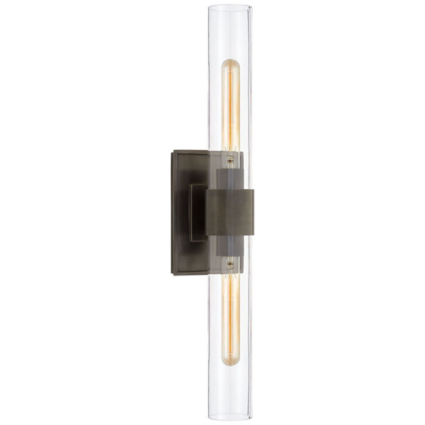 Presidio Petite Double Sconce in Bronze with Clear Glass by Ian K. Fowler, image 1