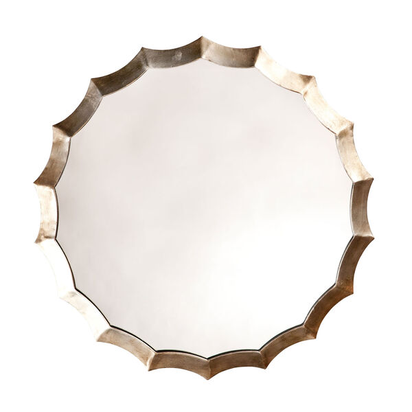 Isles Antique Silver Round Scalloped Mirror, image 1