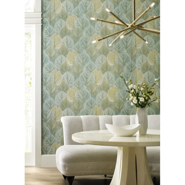 Candice Olson Modern Nature 2nd Edition Turquoise Leaf Concerto Wallpaper, image 5