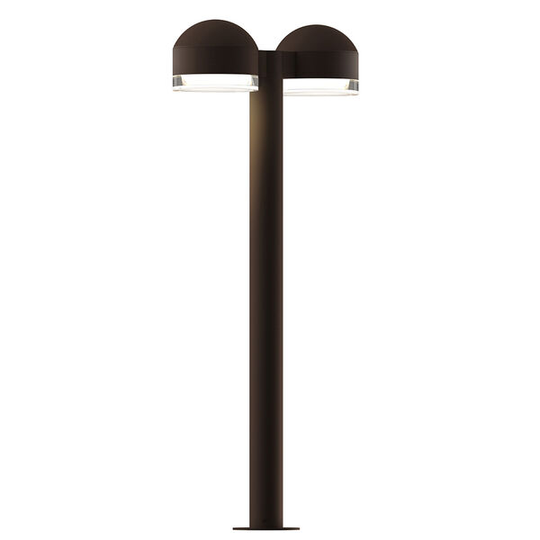 Inside-Out REALS Textured Bronze 28-Inch LED Double Bollard with Cylinder Lens and Dome Cap with Clear Lens, image 1