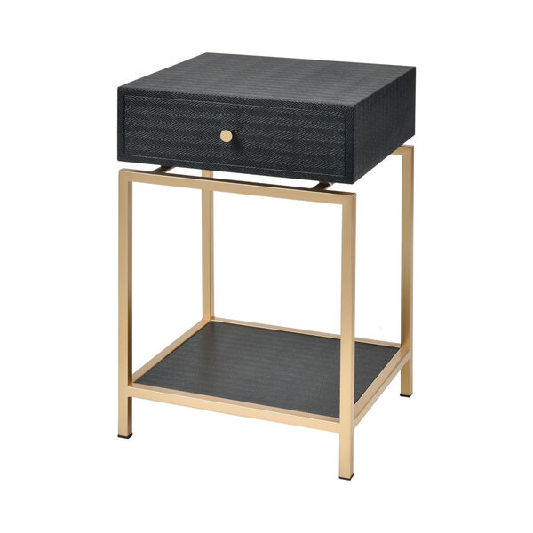 Clancy Black with Gold 16-Inch Accent Table, image 1