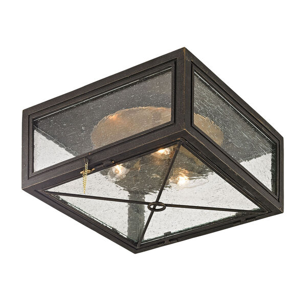 Randolph Vintage Bronze Three-Light Outdoor Flush Mount with Clear Seeded Glass, image 1