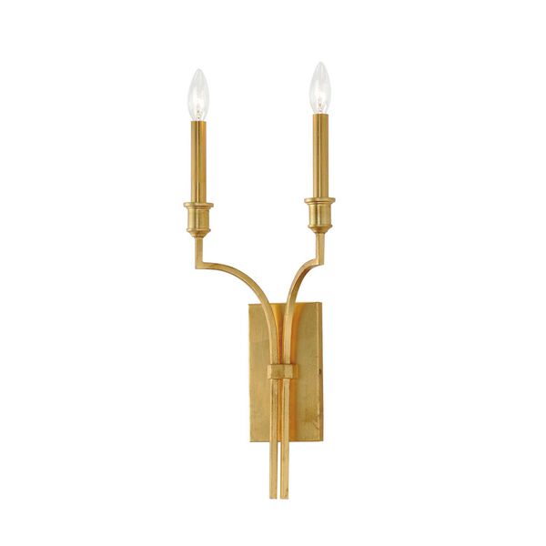 Normandy Gold Leaf Two-Light Wall Sconce, image 1