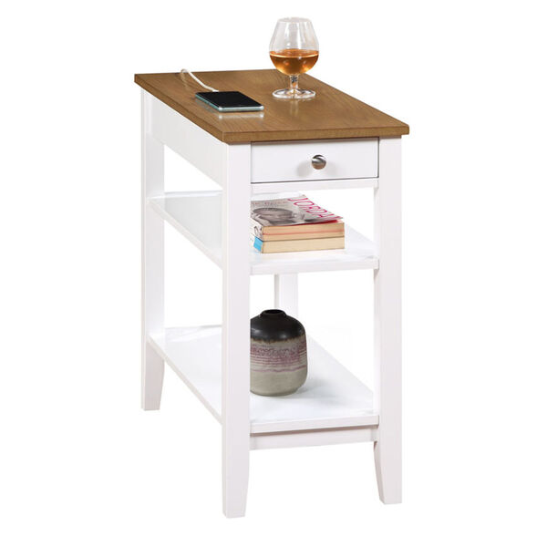 Multicolor American Heritage One Drawer Chairside End Table with Charging Station and Shelves, image 3