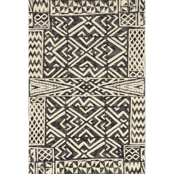 Mika Ivory and Black 6 Ft. 7 In. x 9 Ft. 4 In. Power Loomed Rug, image 1