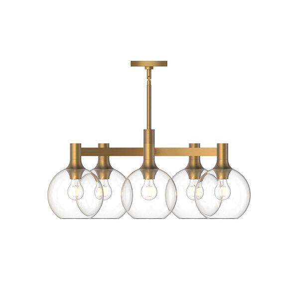 Castilla Aged Gold Five-Light Chandelier with Clear Glass, image 2