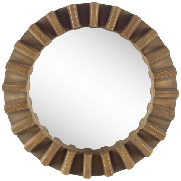 Sprocket Brown 26-Inch Round Wood Frame Wall Mirror, image 2
