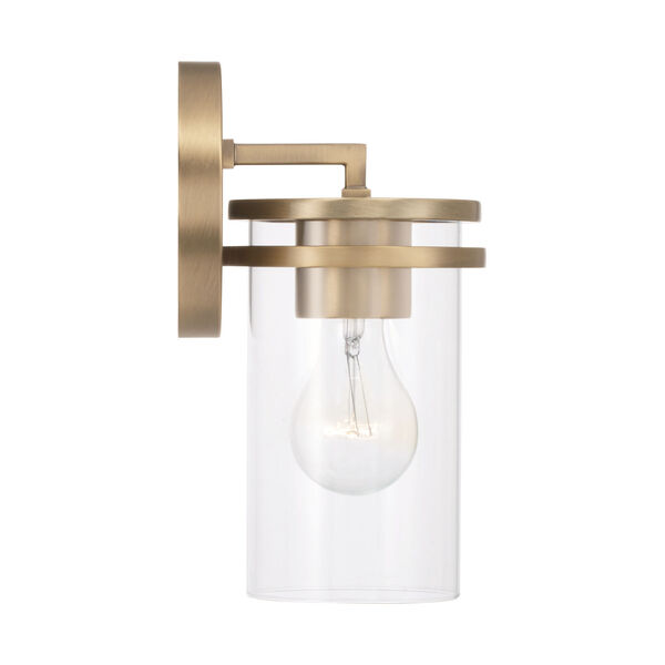 Fuller Aged Brass One-Light Sconce with Clear Glass, image 5