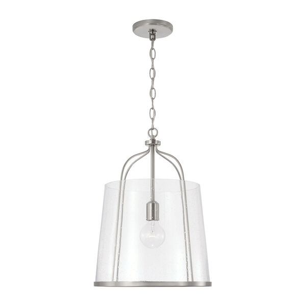 HomePlace Madison Brushed Nickel One-Light Pendant with Clear Seeded Glass, image 1