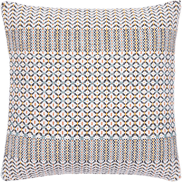 Jaden Ink Blue, Light Beige and White Throw Pillow, image 1