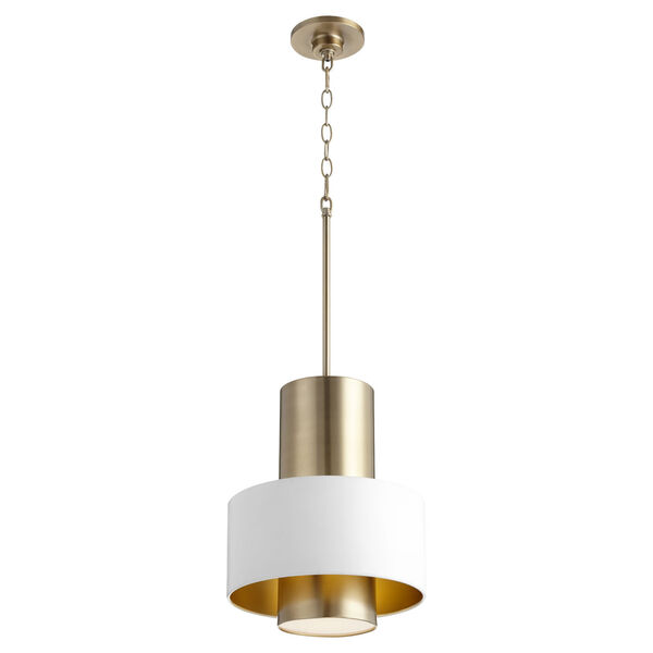 Studio White and Aged Brass One-Light Pendant, image 2