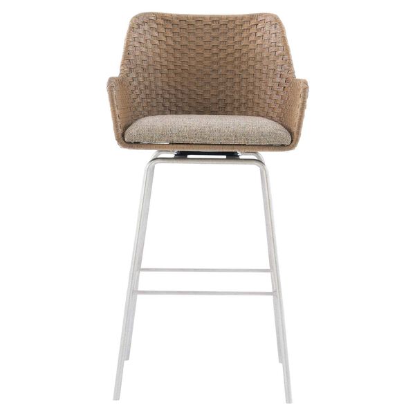 Logan Square Meade Natural, Gray and Stainless Steel Bar Stool, image 3