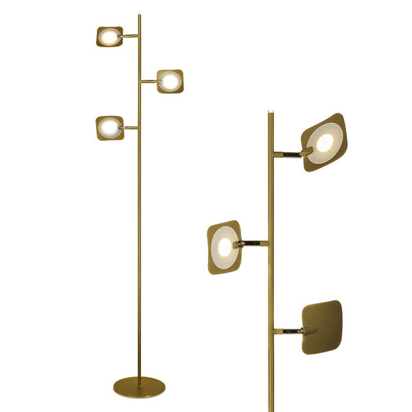 Tree Brass Three-Light Integrated LED Floor Lamp, image 1