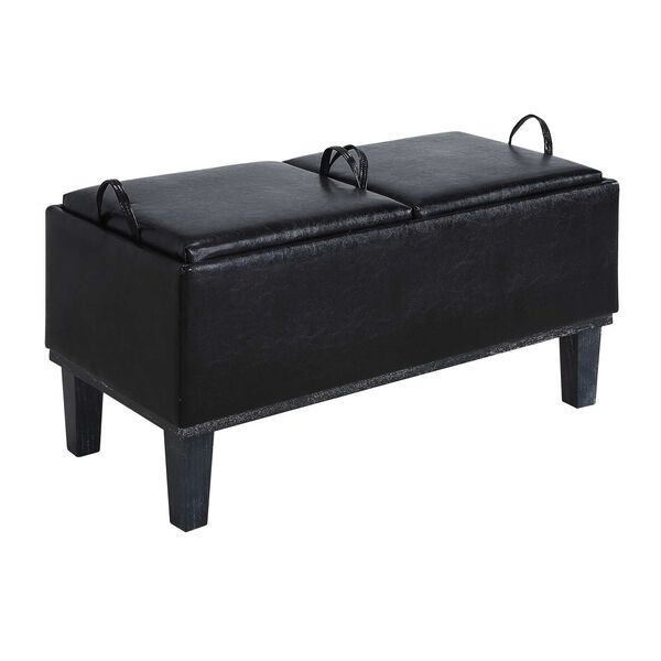 Black Storage Ottoman with Reversible Tray, image 4