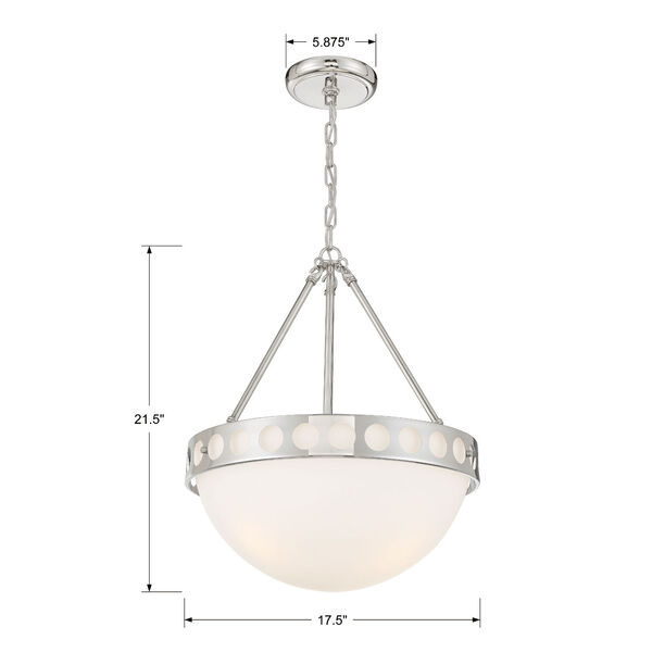 Kirby Polished Nickel and White 18-Inch Three-Light Pendant, image 3