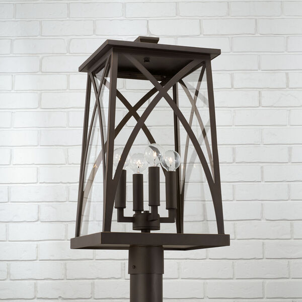 Marshall Oiled Bronze Outdoor Four-Light Post Lantern with Clear Glass, image 3