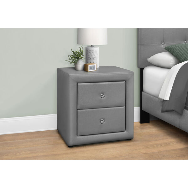 Grey Two drawer Night Stand, image 2