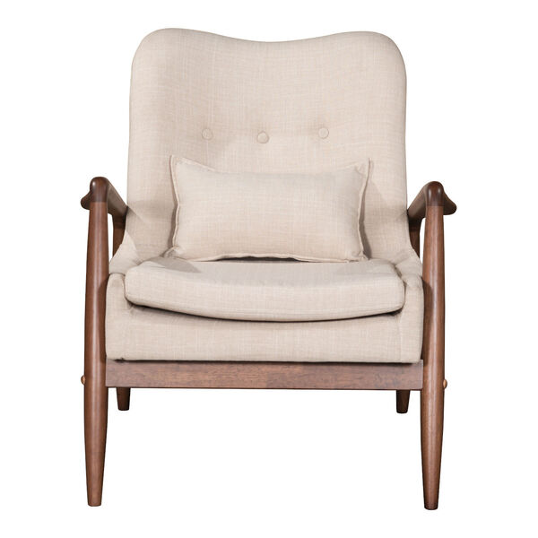 Bully Beige and Walnut Lounge Chair and Ottoman, image 5