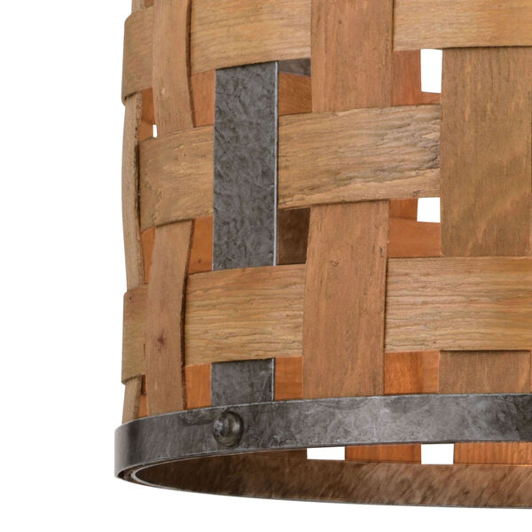 Norwood Vintage Steel and Distressed Wood One-Light Pendant, image 3
