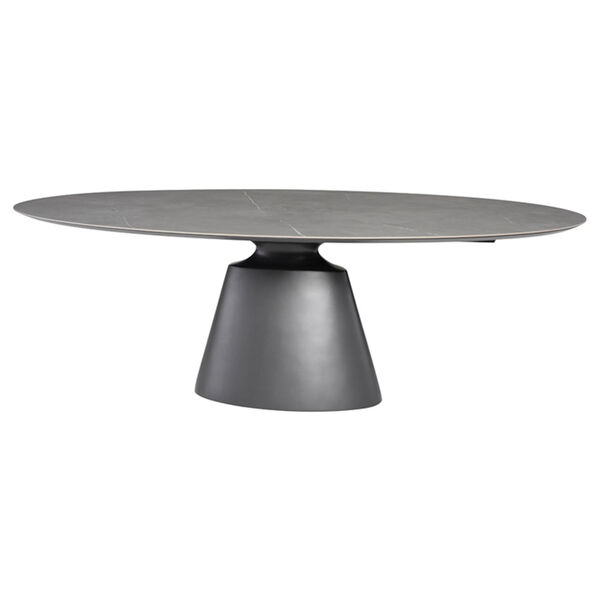 Taji Grey and Titanium 93-Inch Dining Table with Oval Top, image 1