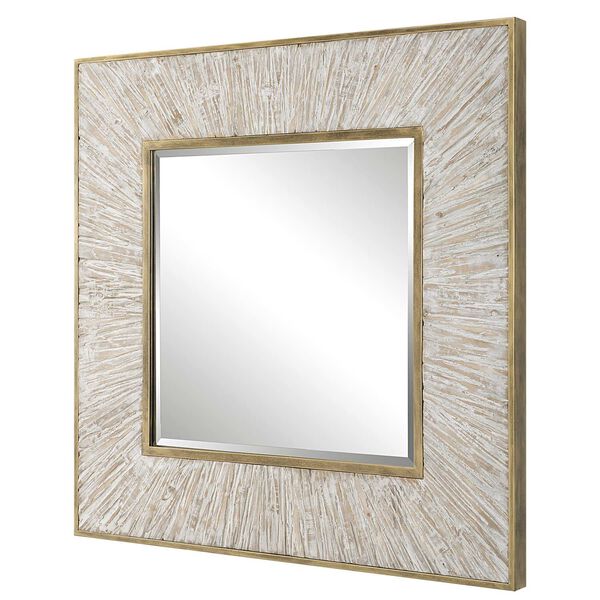 Wharton Aged Gold and WHitewashed 42 x 42-Inch Square Wall Mirror, image 5