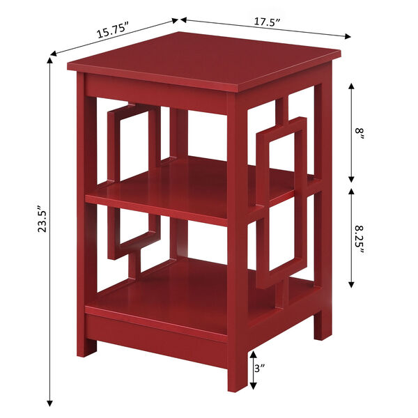 Town Square Cranberry Red End Table with Shelves, image 6