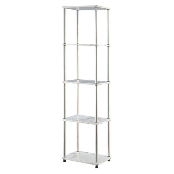 Design2Go Faux White Marble and Chrome Five-Tier Tower, image 1