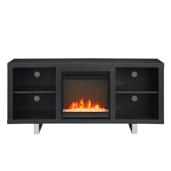 58-Inch Simple Modern Fireplace TV Console - Black, image 3
