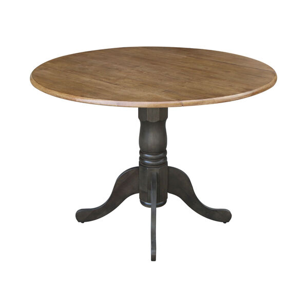 Hickory and Washed Coal 42-Inch Round Dual Drop Leaf Pedestal Table, image 2