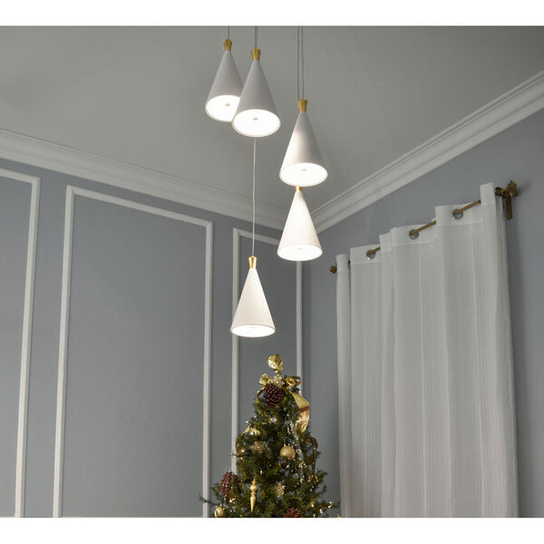 Norsk White and Metallic Gold Five-Light LED Multi-Light Pendant, image 12