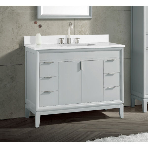 Cala White 43-Inch Vanity Top with Rectangular Sink, image 2