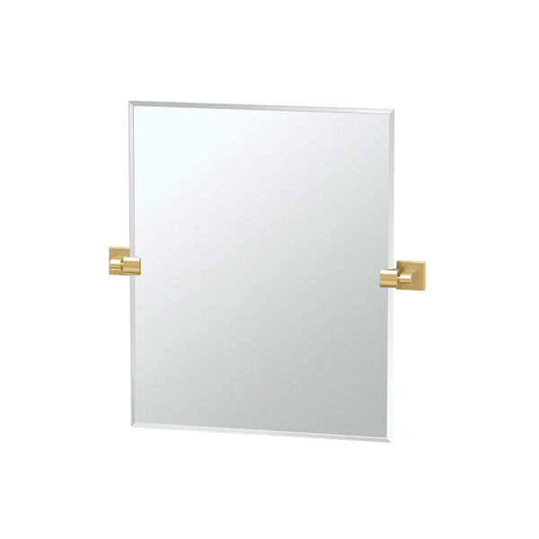 Elevate 24 Inch Frameless Rectangle Mirror in Brushed Brass, image 1