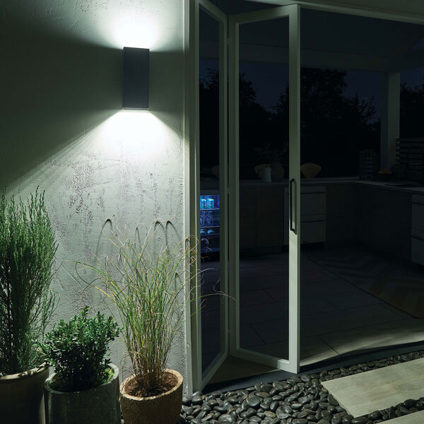 Walden Textured Black Two-Light LED Outdoor Wall Sconce, image 2